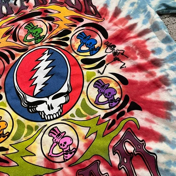 🐢 '21 Grateful Dead Band Wild Tie Dye Skull And Skeleton Bertha Deadstock Tee - Picture 7 of 16